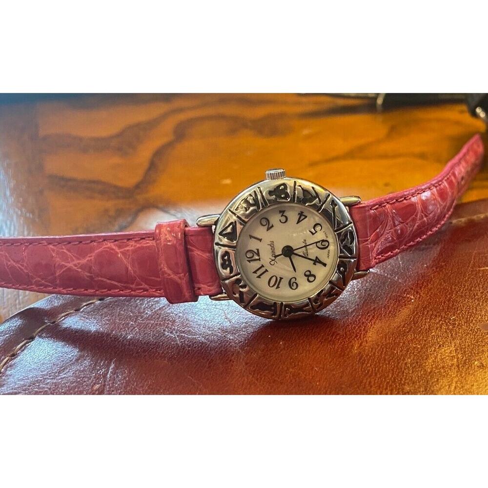 Women's 25mm Silver Tone Xanadu Watch with Pink Made in France Alligator Band